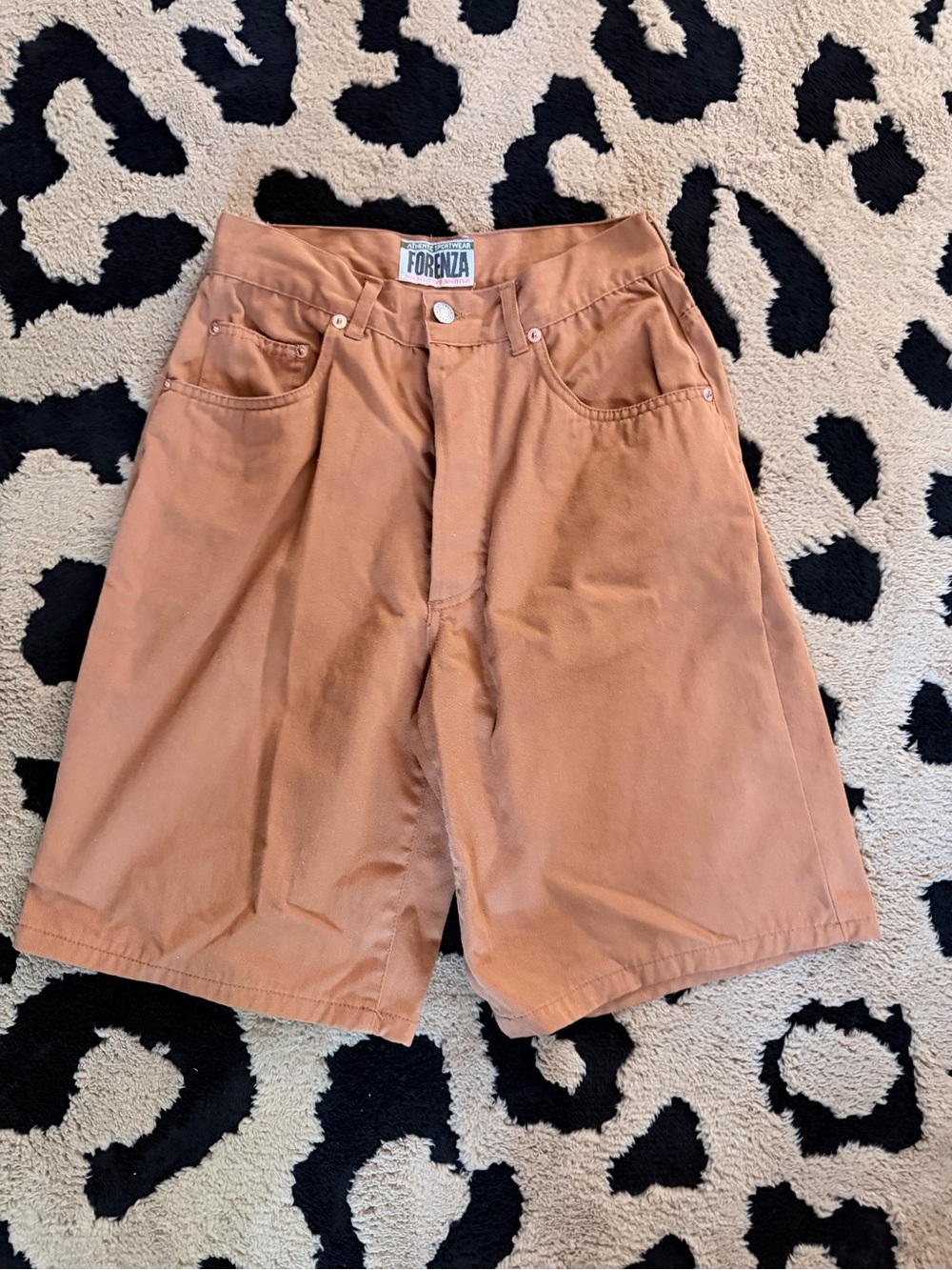 Vintage 80s Forenza Tan Flat-Front  Long Casual Shorts 6